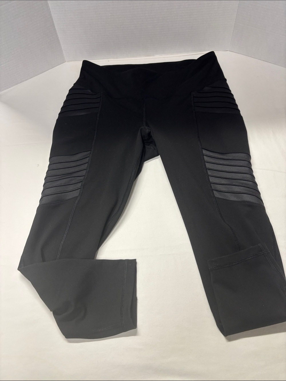 Old Navy Black Ribbed Moto Panel Leggings